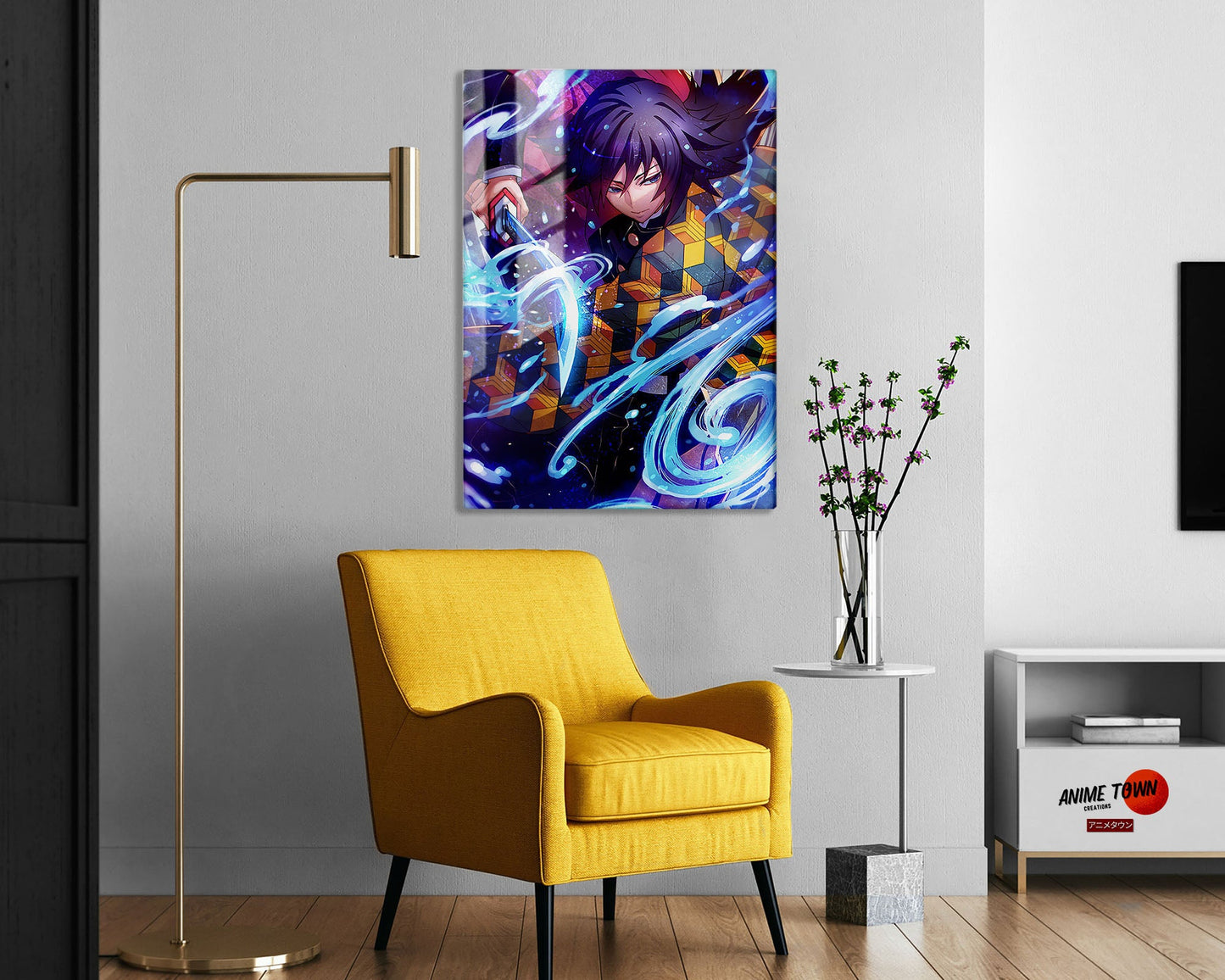 Anime Town Creations Metal Poster Demon Slayer Giyu Tomioka Water Breathing 16" x 24" Home Goods - Anime Demon Slayer Metal Poster
