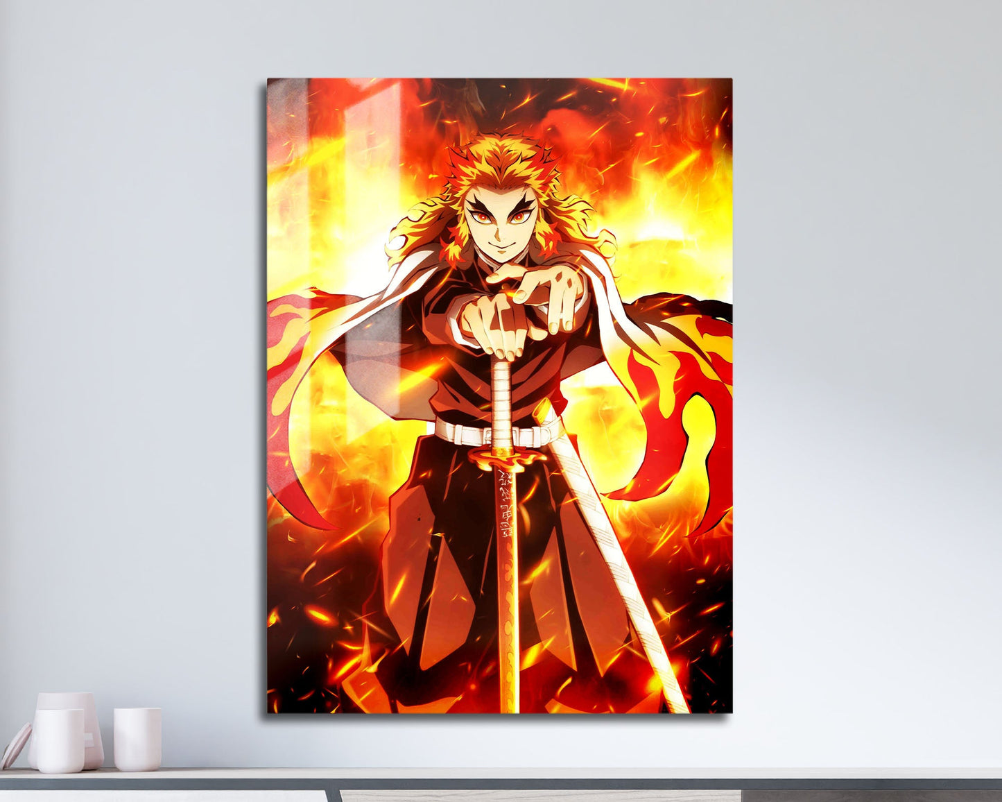 Anime Town Creations Metal Poster Demon Slayer Rengoku Flame Breathing 11" x 17" Home Goods - Anime Demon Slayer Metal Poster