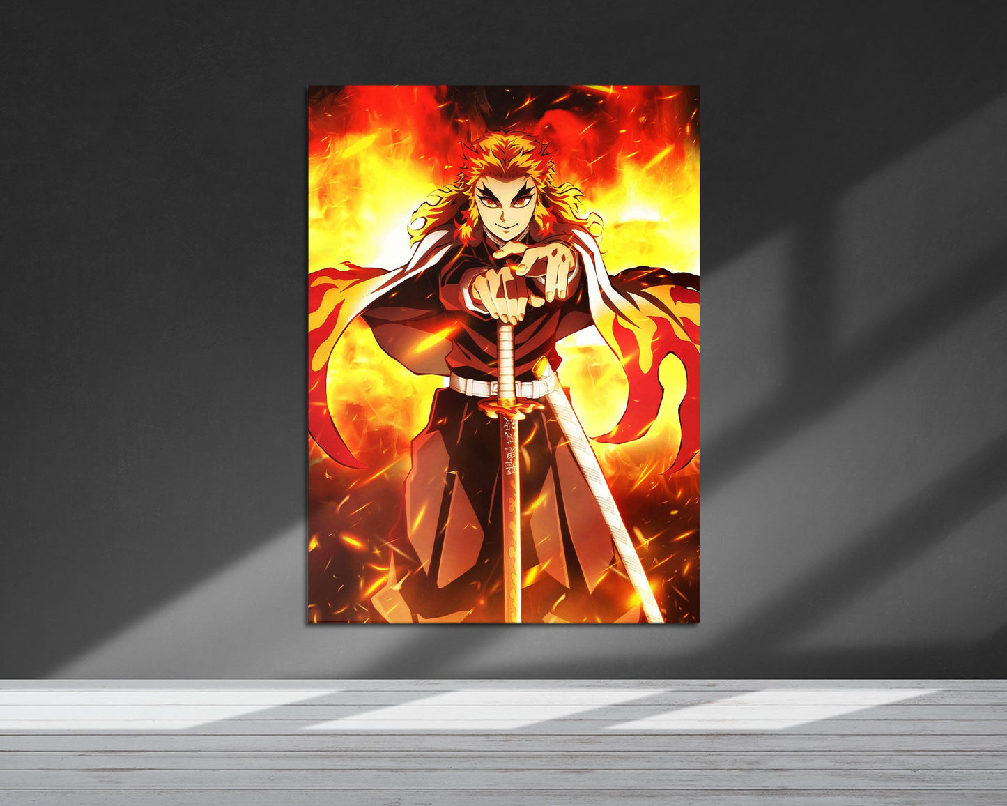 Anime Town Creations Metal Poster Demon Slayer Rengoku Flame Breathing 5" x 7" Home Goods - Anime Demon Slayer Metal Poster