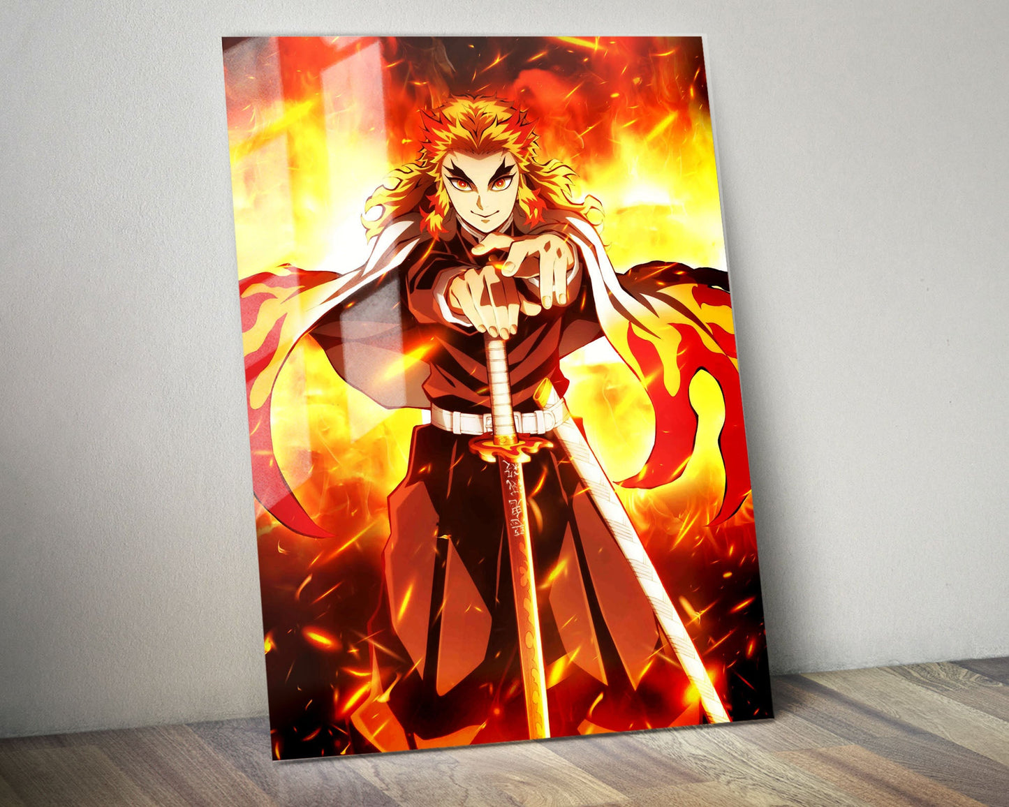 Anime Town Creations Metal Poster Demon Slayer Rengoku Flame Breathing 5" x 7" Home Goods - Anime Demon Slayer Metal Poster