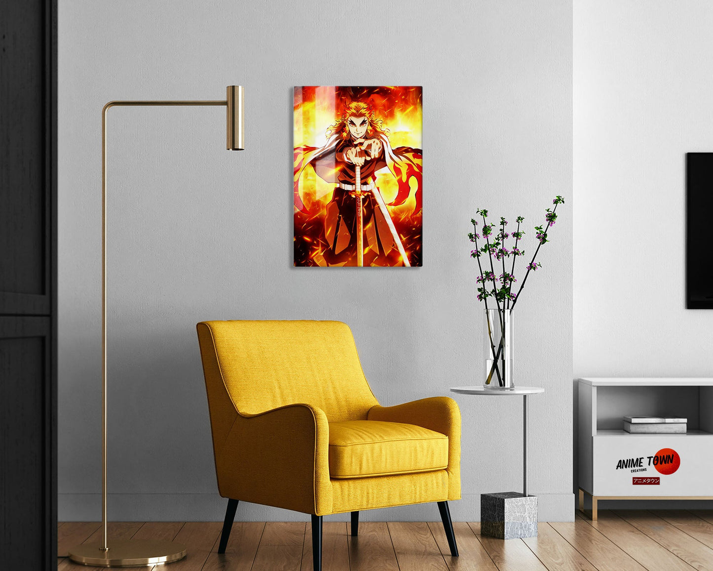 Anime Town Creations Metal Poster Demon Slayer Rengoku Flame Breathing 5" x 7" Home Goods - Anime Demon Slayer Metal Poster