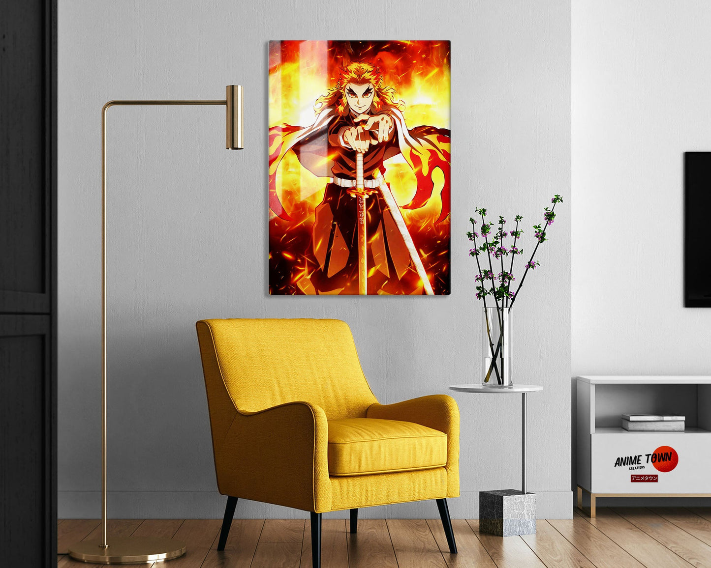 Anime Town Creations Metal Poster Demon Slayer Rengoku Flame Breathing 5" x 7" Home Goods - Anime Demon Slayer Metal Poster
