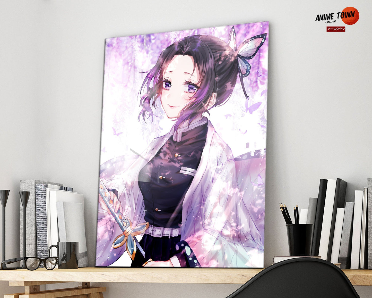 Anime Town Creations Metal Poster Demon Slayer Shinobu Kocho Insect Breathing 16" x 24" Home Goods - Anime Demon Slayer Metal Poster