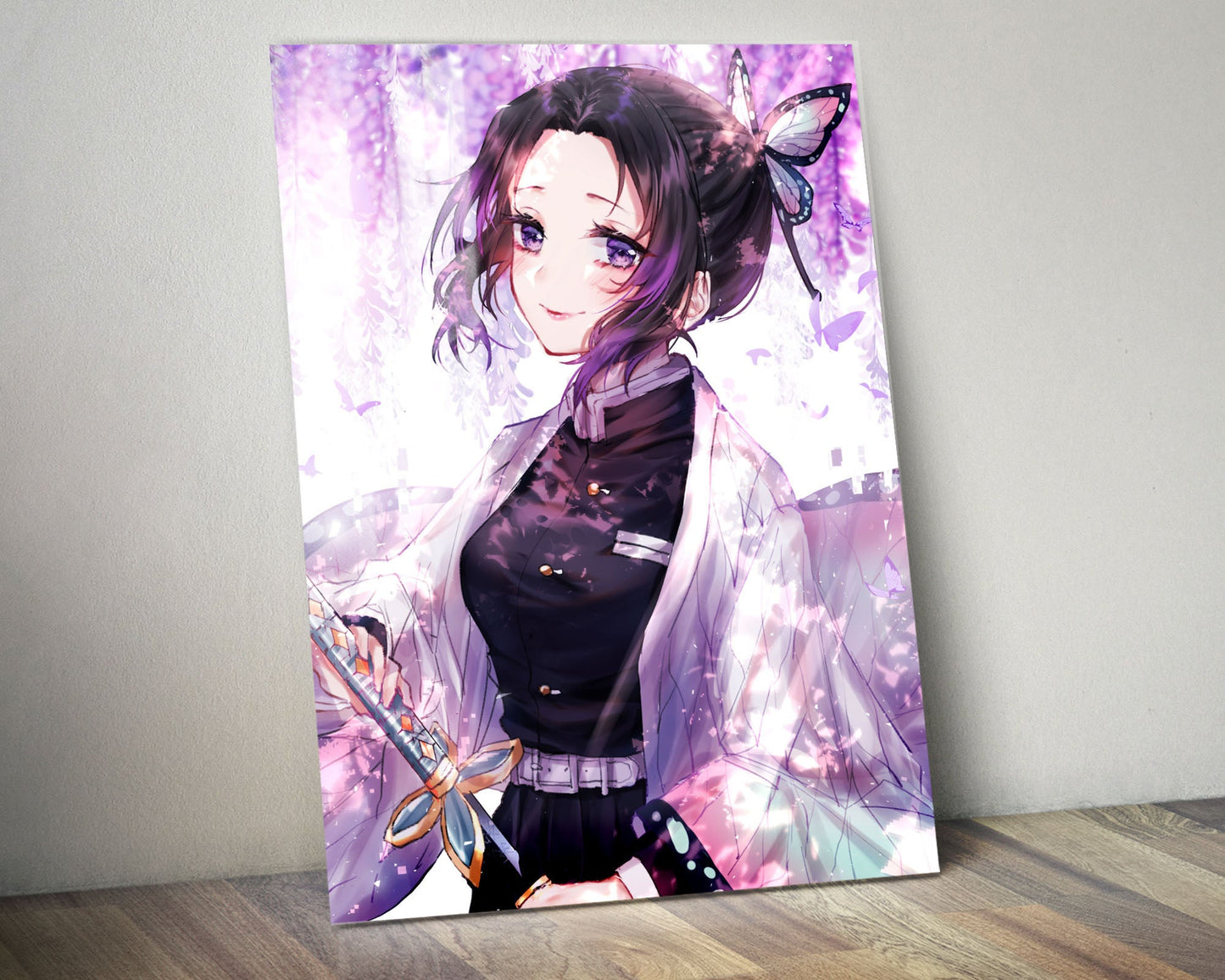 Anime Town Creations Metal Poster Demon Slayer Shinobu Kocho Insect Breathing 5" x 7" Home Goods - Anime Demon Slayer Metal Poster
