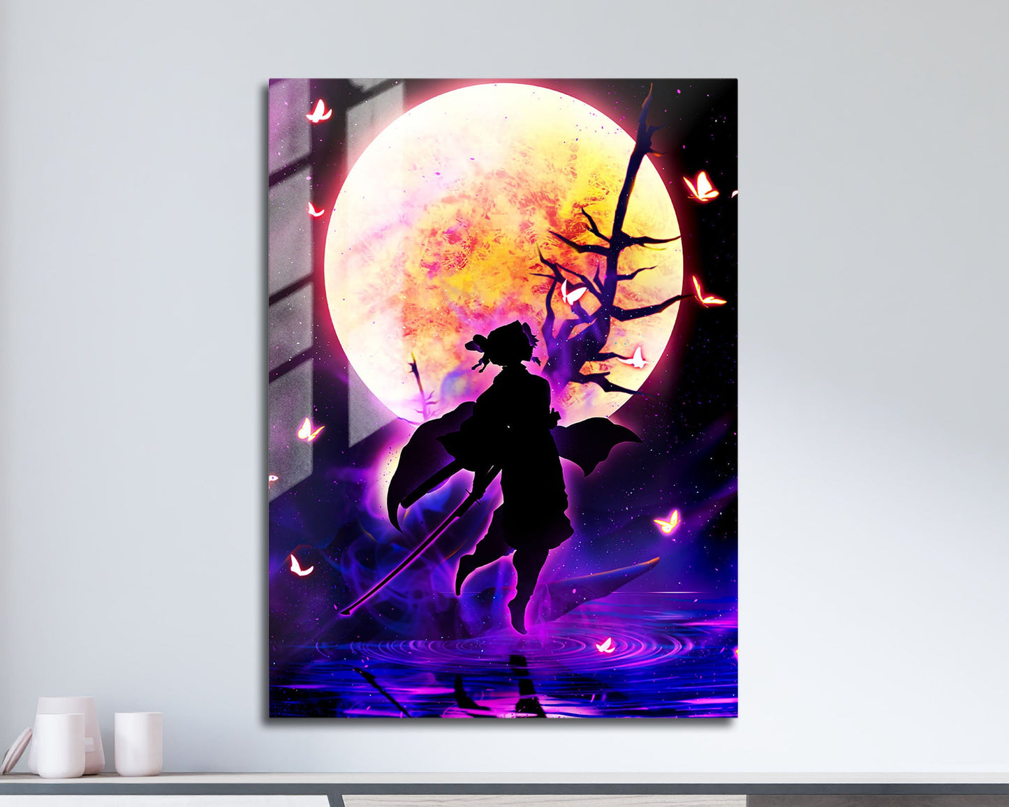 Anime Town Creations Metal Poster Demon Slayer Shionbu Kocho Moonlight 11" x 17" Home Goods - Anime Demon Slayer Metal Poster