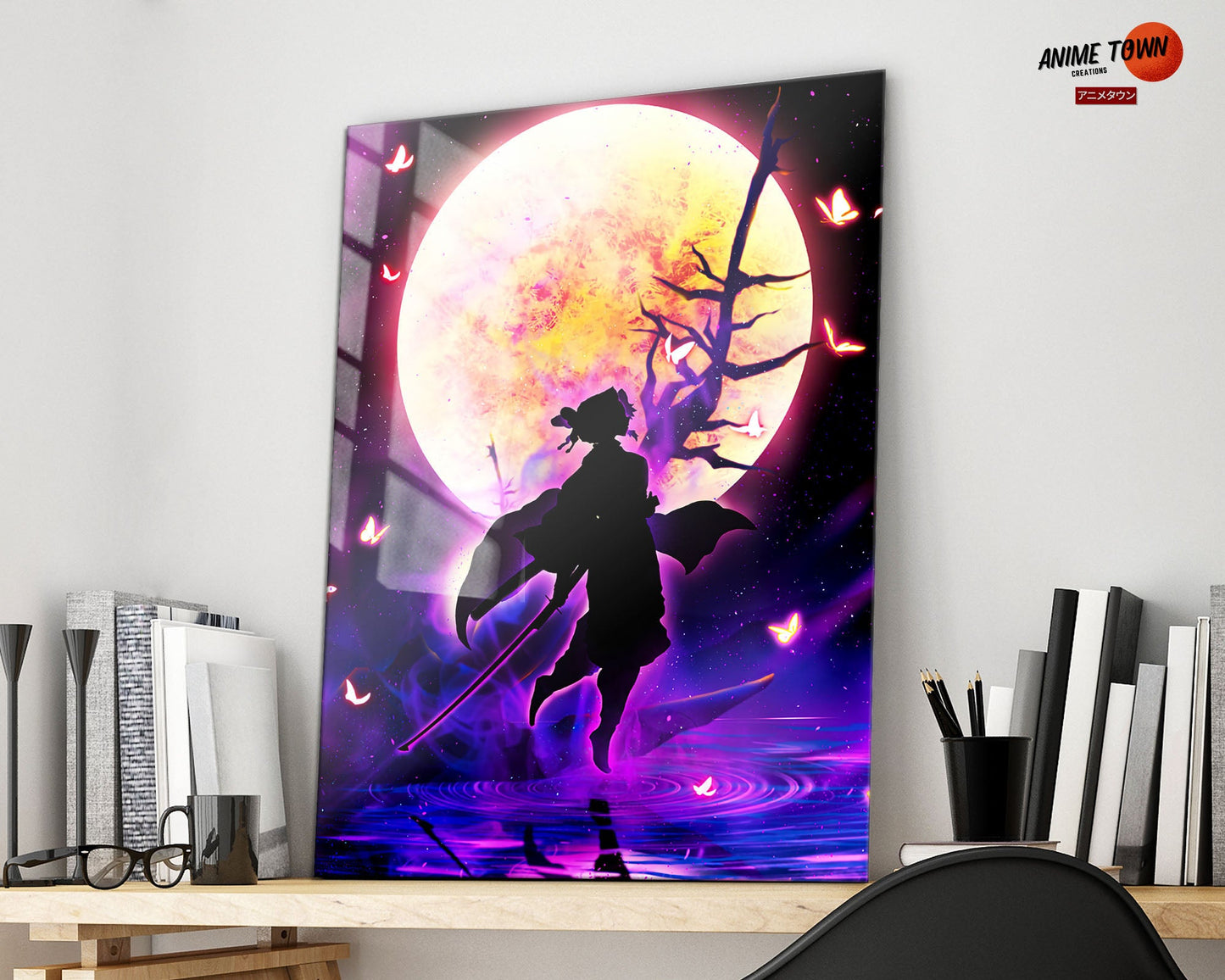 Anime Town Creations Metal Poster Demon Slayer Shionbu Kocho Moonlight 16" x 24" Home Goods - Anime Demon Slayer Metal Poster
