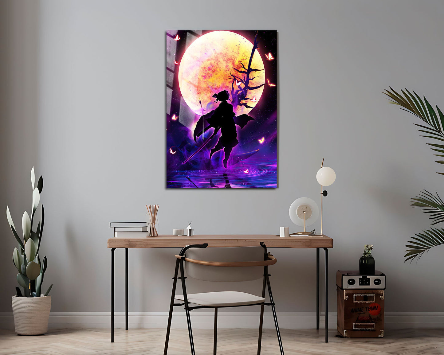 Anime Town Creations Metal Poster Demon Slayer Shionbu Kocho Moonlight 24" x 36" Home Goods - Anime Demon Slayer Metal Poster