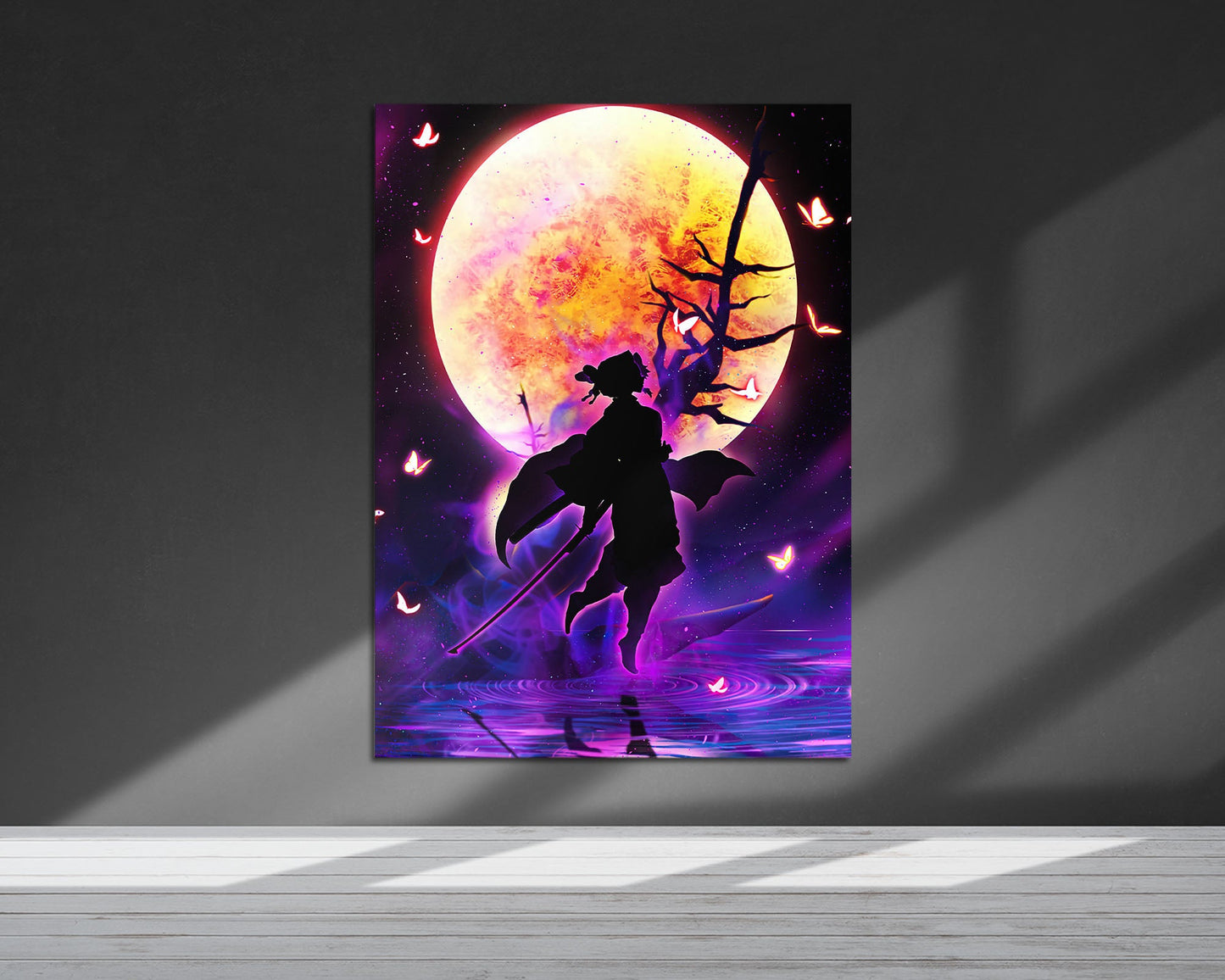 Anime Town Creations Metal Poster Demon Slayer Shionbu Kocho Moonlight 5" x 7" Home Goods - Anime Demon Slayer Metal Poster