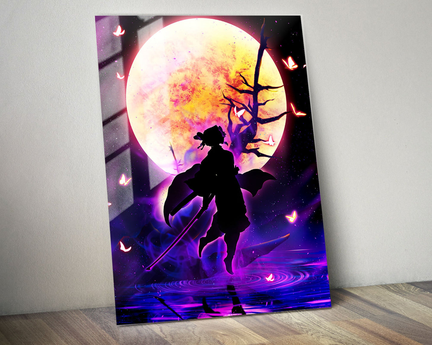 Anime Town Creations Metal Poster Demon Slayer Shionbu Kocho Moonlight 5" x 7" Home Goods - Anime Demon Slayer Metal Poster