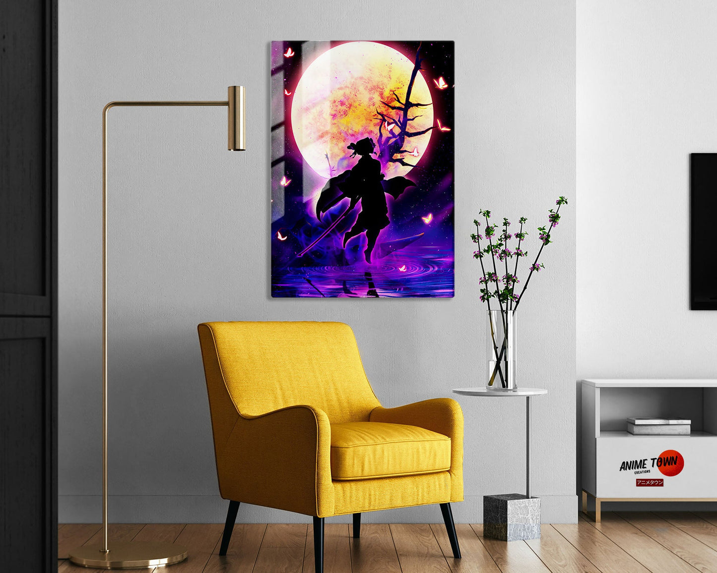 Anime Town Creations Metal Poster Demon Slayer Shionbu Kocho Moonlight 5" x 7" Home Goods - Anime Demon Slayer Metal Poster