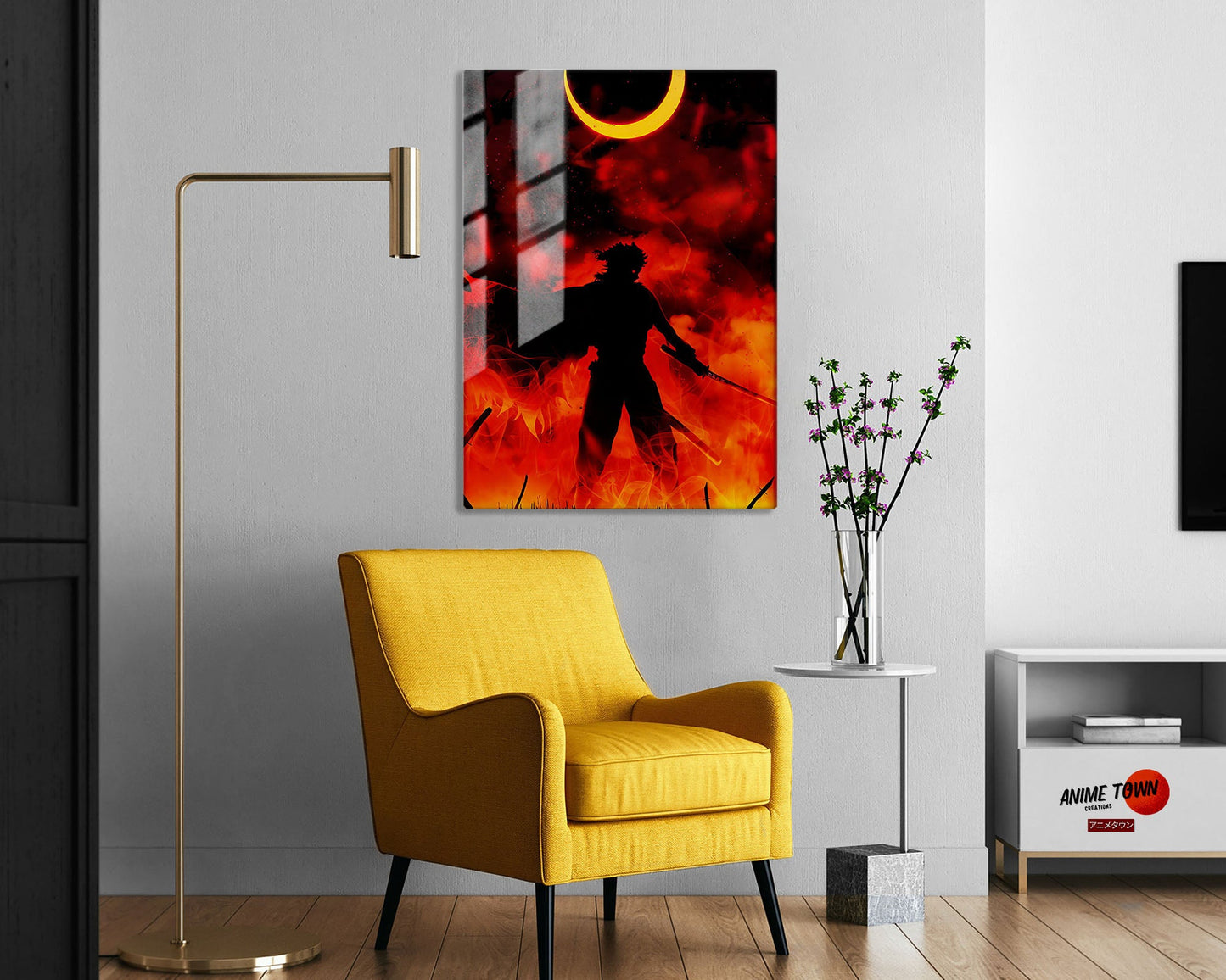 Anime Town Creations Metal Poster Demon Slayer Rengoku Kyojuro Moonlight 5" x 7" Home Goods - Anime Demon Slayer Metal Poster