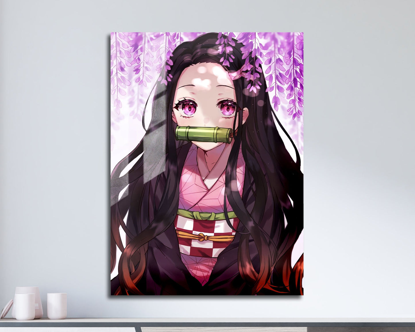 Anime Town Creations Metal Poster Demon Slayer Nezuko Cherry Blossom Pink 11" x 17" Home Goods - Anime Demon Slayer Metal Poster