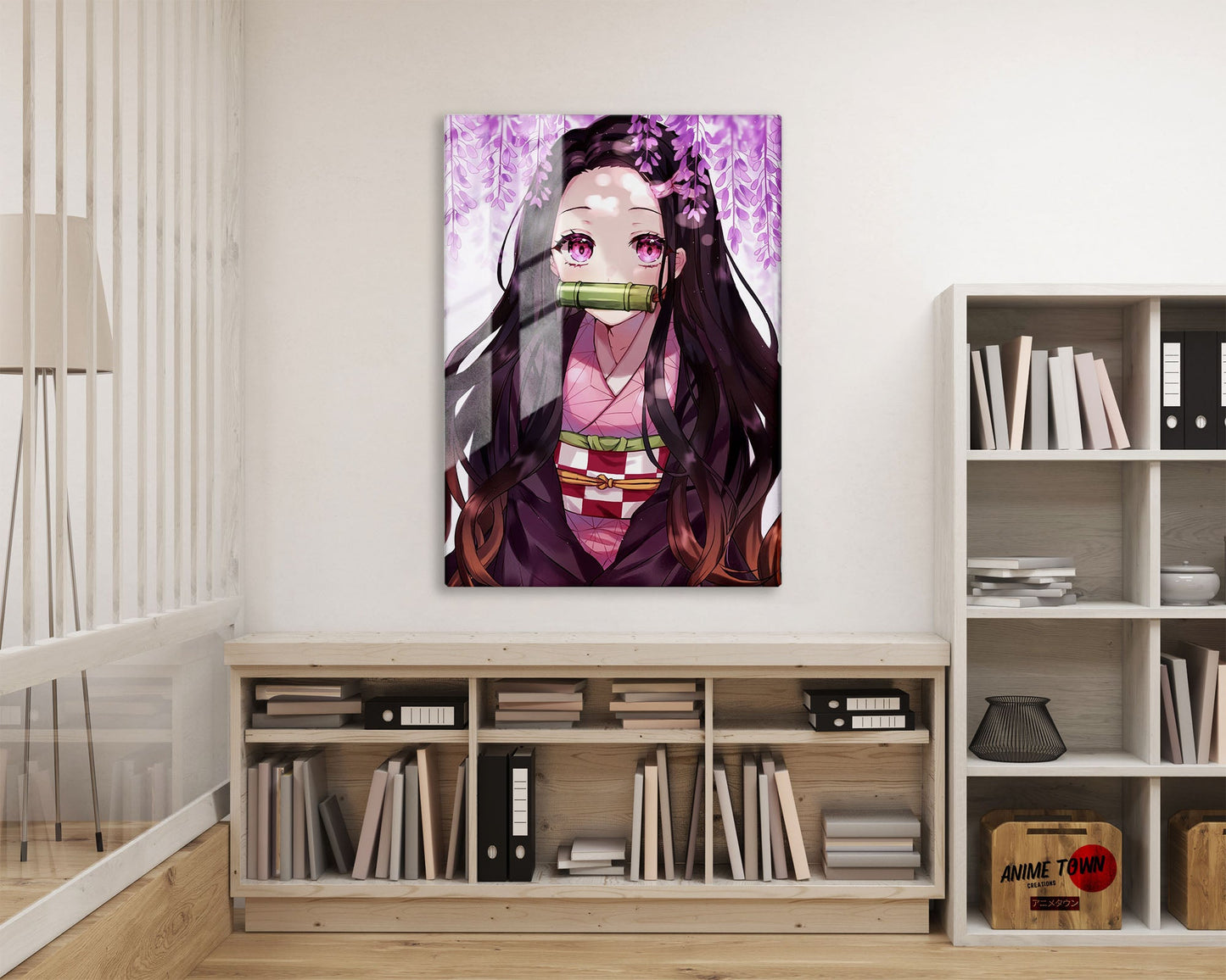 Anime Town Creations Metal Poster Demon Slayer Nezuko Cherry Blossom Pink 16" x 24" Home Goods - Anime Demon Slayer Metal Poster