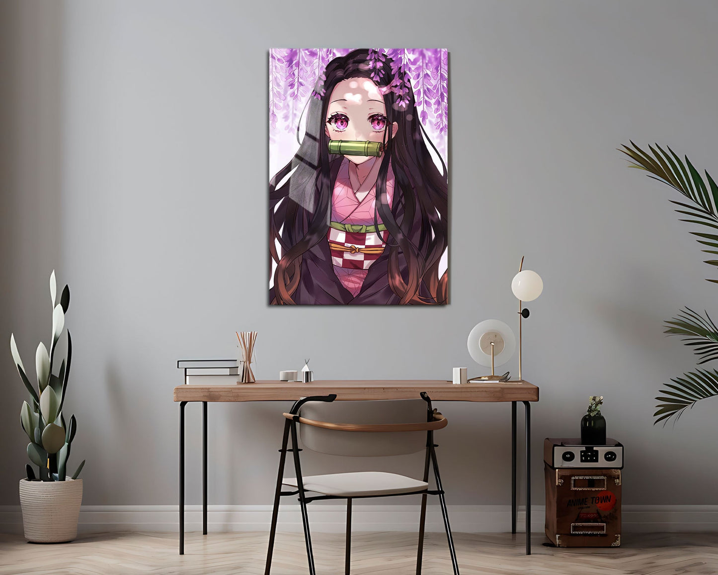 Anime Town Creations Metal Poster Demon Slayer Nezuko Cherry Blossom Pink 24" x 36" Home Goods - Anime Demon Slayer Metal Poster