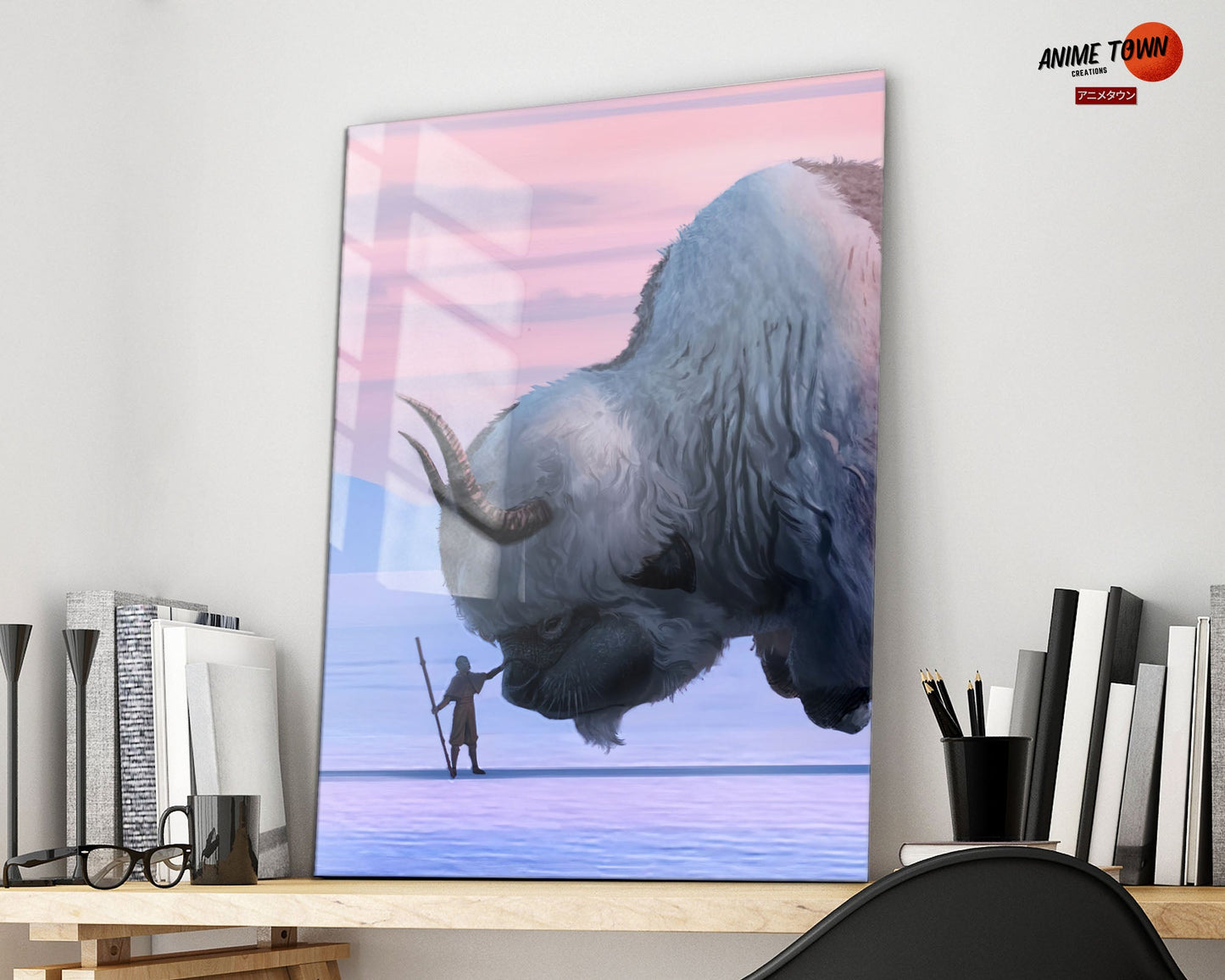 Anime Town Creations Metal Poster Avatar Aang and Appa 16" x 24" Home Goods - Anime Avatar Metal Poster