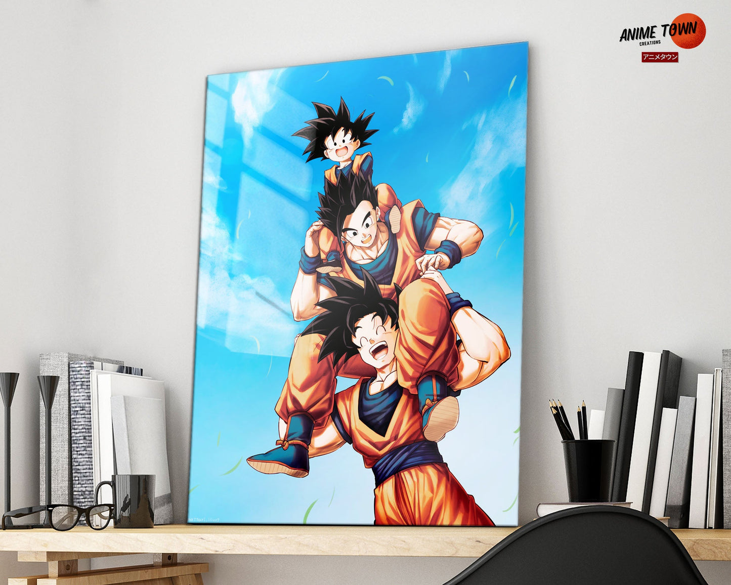 Anime Town Creations Metal Poster Dragon Ball Goku, Gohan and Goten 16" x 24" Home Goods - Anime Dragon Ball Metal Poster