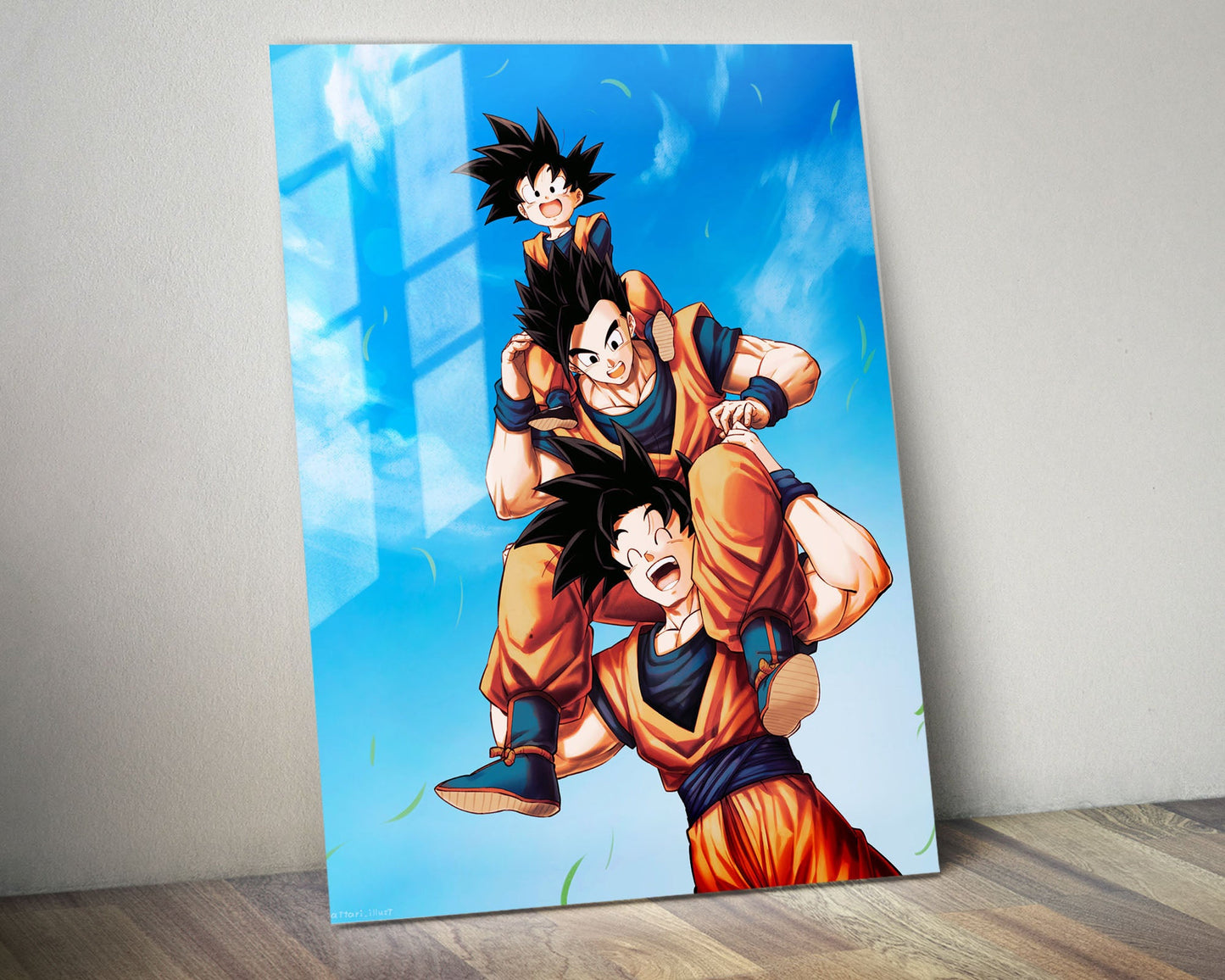 Anime Town Creations Metal Poster Dragon Ball Goku, Gohan and Goten 5" x 7" Home Goods - Anime Dragon Ball Metal Poster