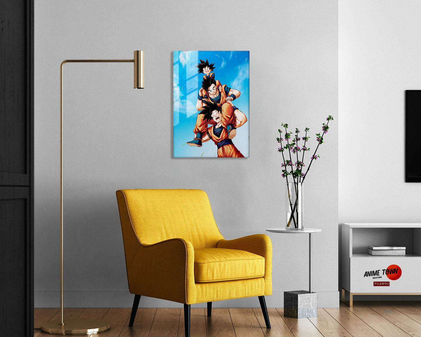 Anime Town Creations Metal Poster Dragon Ball Goku, Gohan and Goten 5" x 7" Home Goods - Anime Dragon Ball Metal Poster