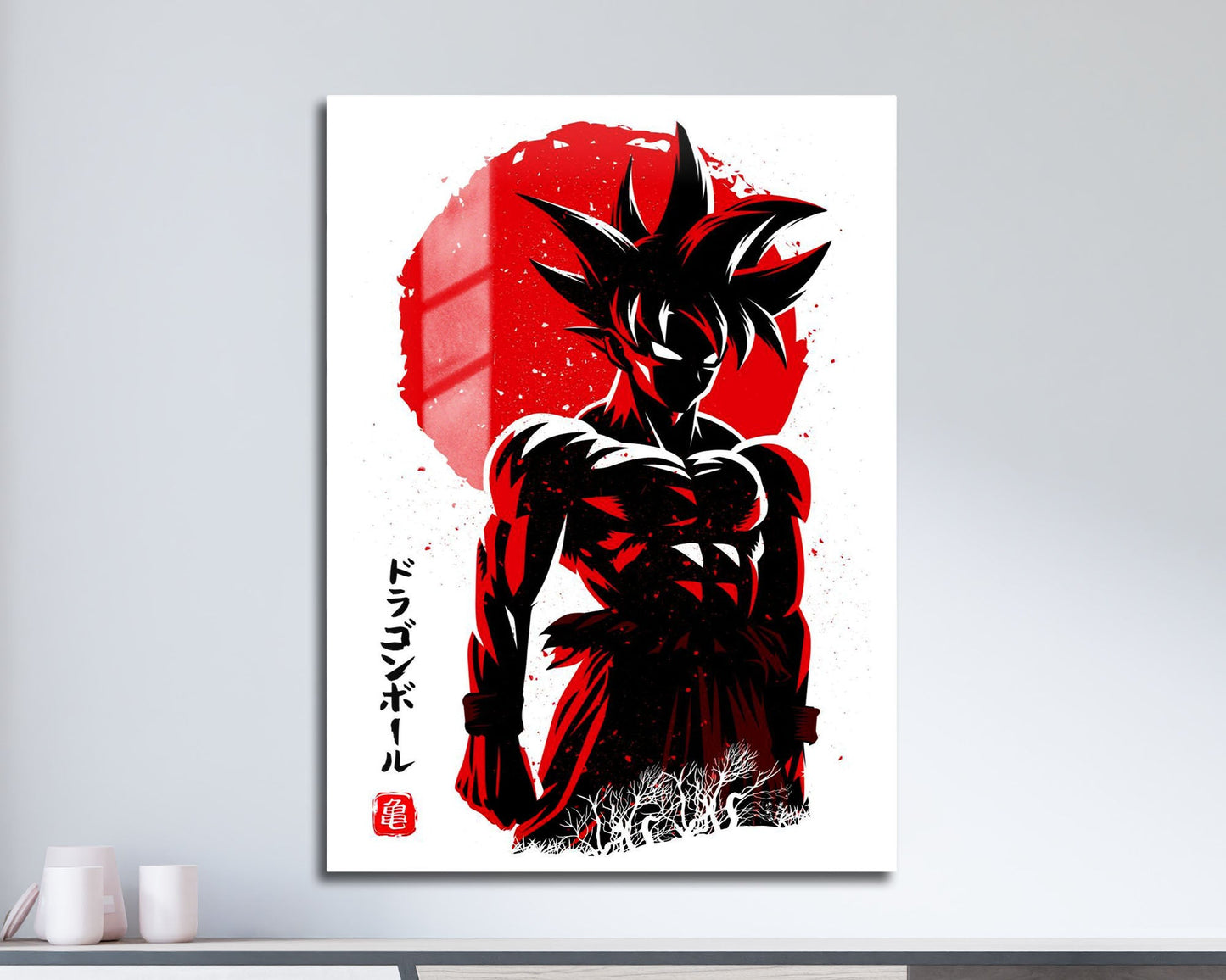 Anime Town Creations Metal Poster Dragon Ball Goku Minimalist Red 11" x 17" Home Goods - Anime Dragon Ball Metal Poster
