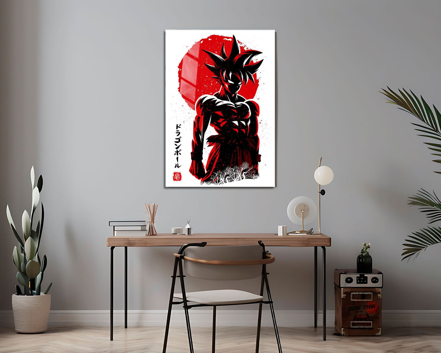Anime Town Creations Metal Poster Dragon Ball Goku Minimalist Red 24" x 36" Home Goods - Anime Dragon Ball Metal Poster