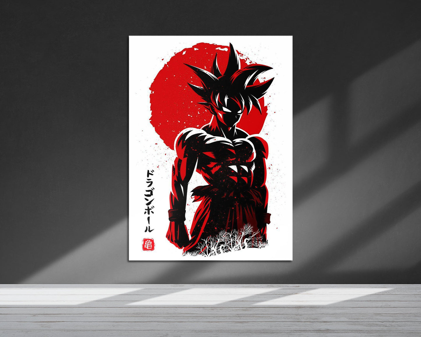 Anime Town Creations Metal Poster Dragon Ball Goku Minimalist Red 5" x 7" Home Goods - Anime Dragon Ball Metal Poster