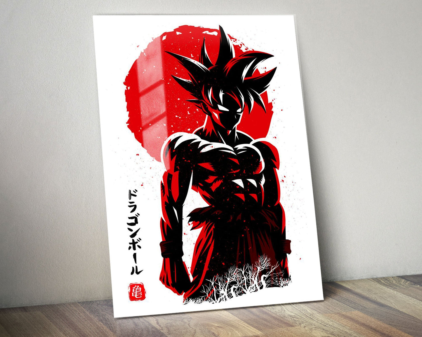 Anime Town Creations Metal Poster Dragon Ball Goku Minimalist Red 5" x 7" Home Goods - Anime Dragon Ball Metal Poster
