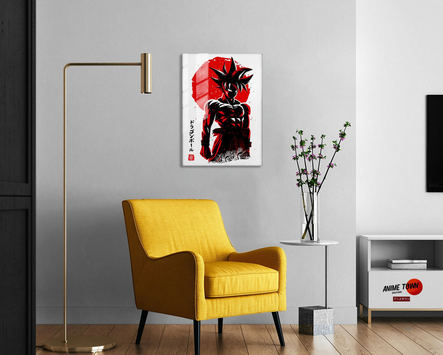 Anime Town Creations Metal Poster Dragon Ball Goku Minimalist Red 5" x 7" Home Goods - Anime Dragon Ball Metal Poster