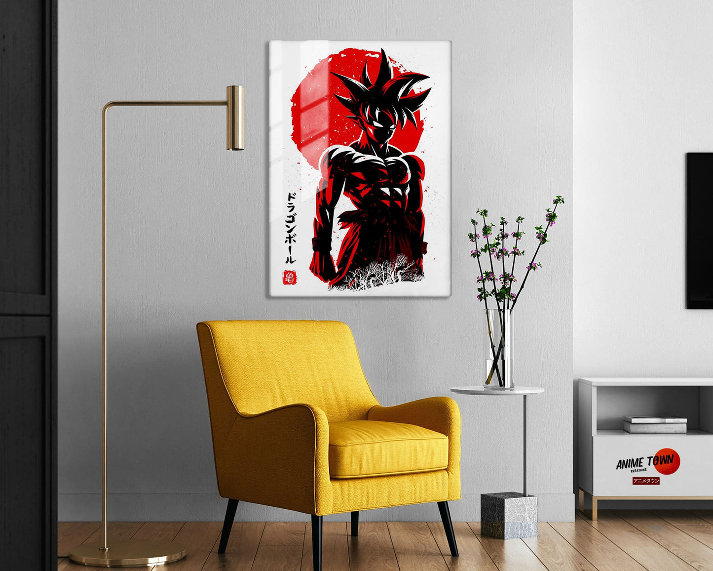 Anime Town Creations Metal Poster Dragon Ball Goku Minimalist Red 5" x 7" Home Goods - Anime Dragon Ball Metal Poster