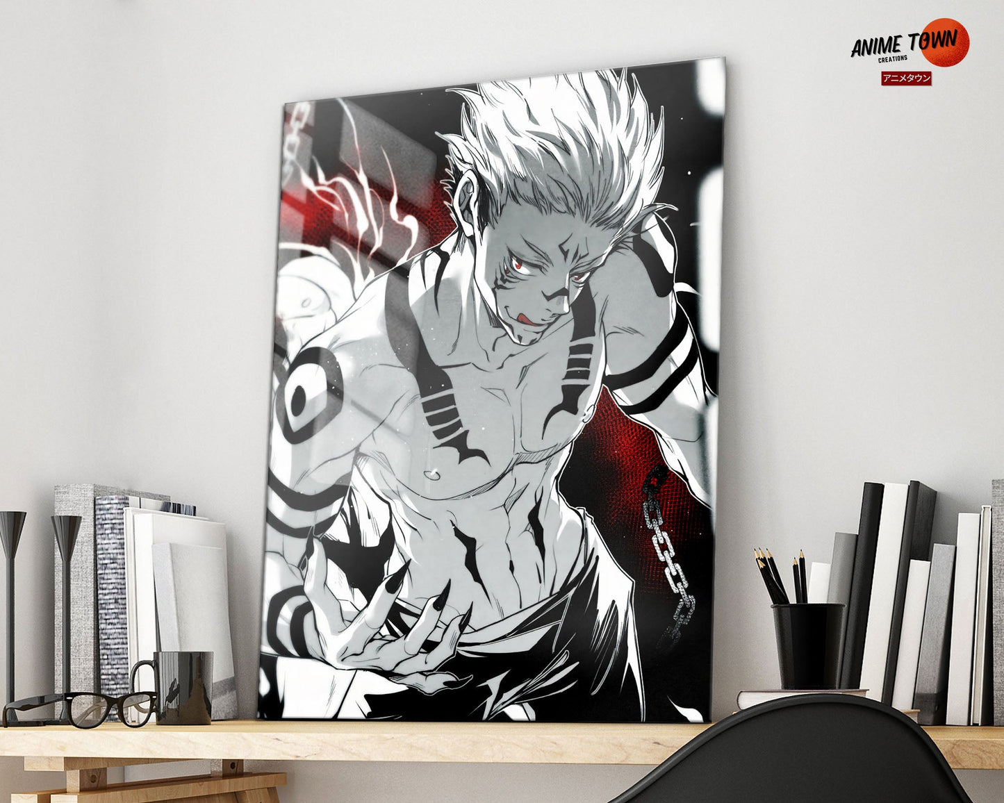 Anime Town Creations Metal Poster Jujutsu Kaisen Sukuna Chains 16" x 24" Home Goods - Anime Jujutsu Kaisen Metal Poster