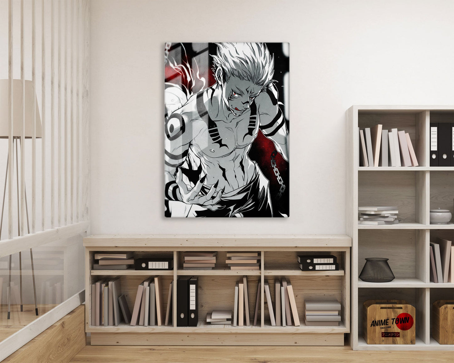 Anime Town Creations Metal Poster Jujutsu Kaisen Sukuna Chains 16" x 24" Home Goods - Anime Jujutsu Kaisen Metal Poster