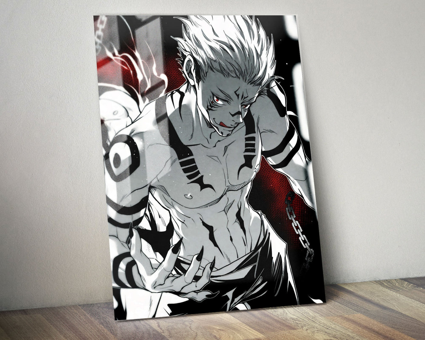 Anime Town Creations Metal Poster Jujutsu Kaisen Sukuna Chains 5" x 7" Home Goods - Anime Jujutsu Kaisen Metal Poster