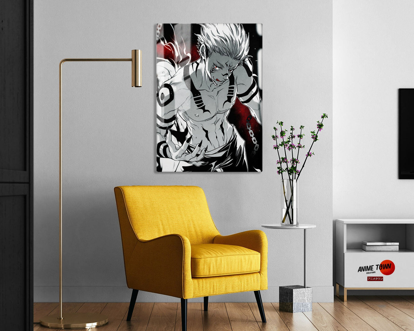 Anime Town Creations Metal Poster Jujutsu Kaisen Sukuna Chains 5" x 7" Home Goods - Anime Jujutsu Kaisen Metal Poster