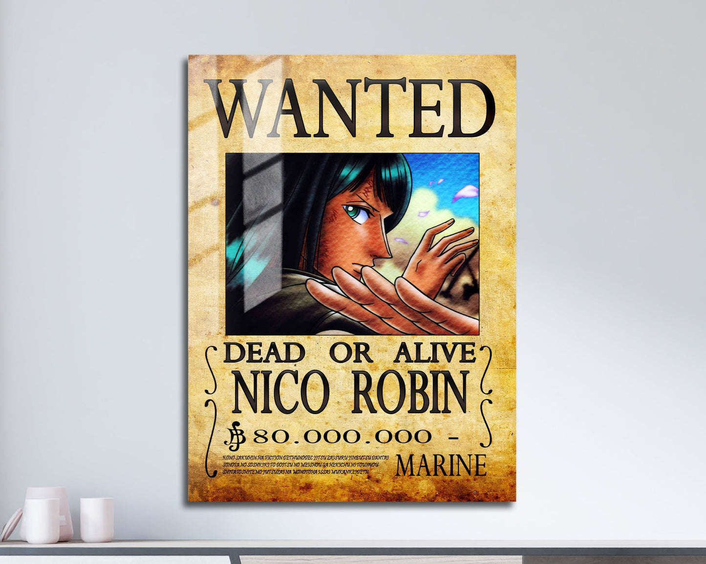 Anime Town Creations Metal Poster One Piece Nico Wanted Poster 11" x 17" Home Goods - Anime One Piece Metal Poster