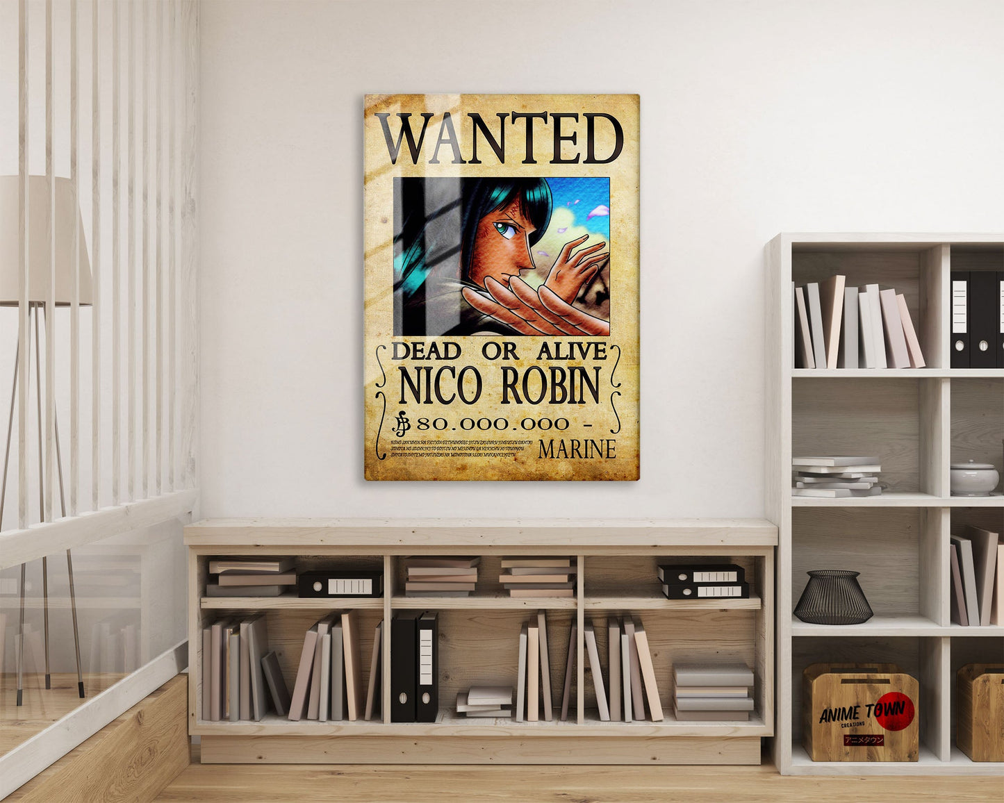 Anime Town Creations Metal Poster One Piece Nico Wanted Poster 16" x 24" Home Goods - Anime One Piece Metal Poster