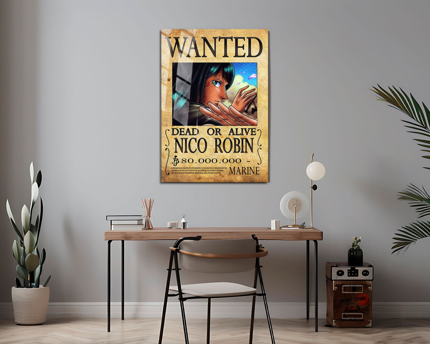 Anime Town Creations Metal Poster One Piece Nico Wanted Poster 24" x 36" Home Goods - Anime One Piece Metal Poster