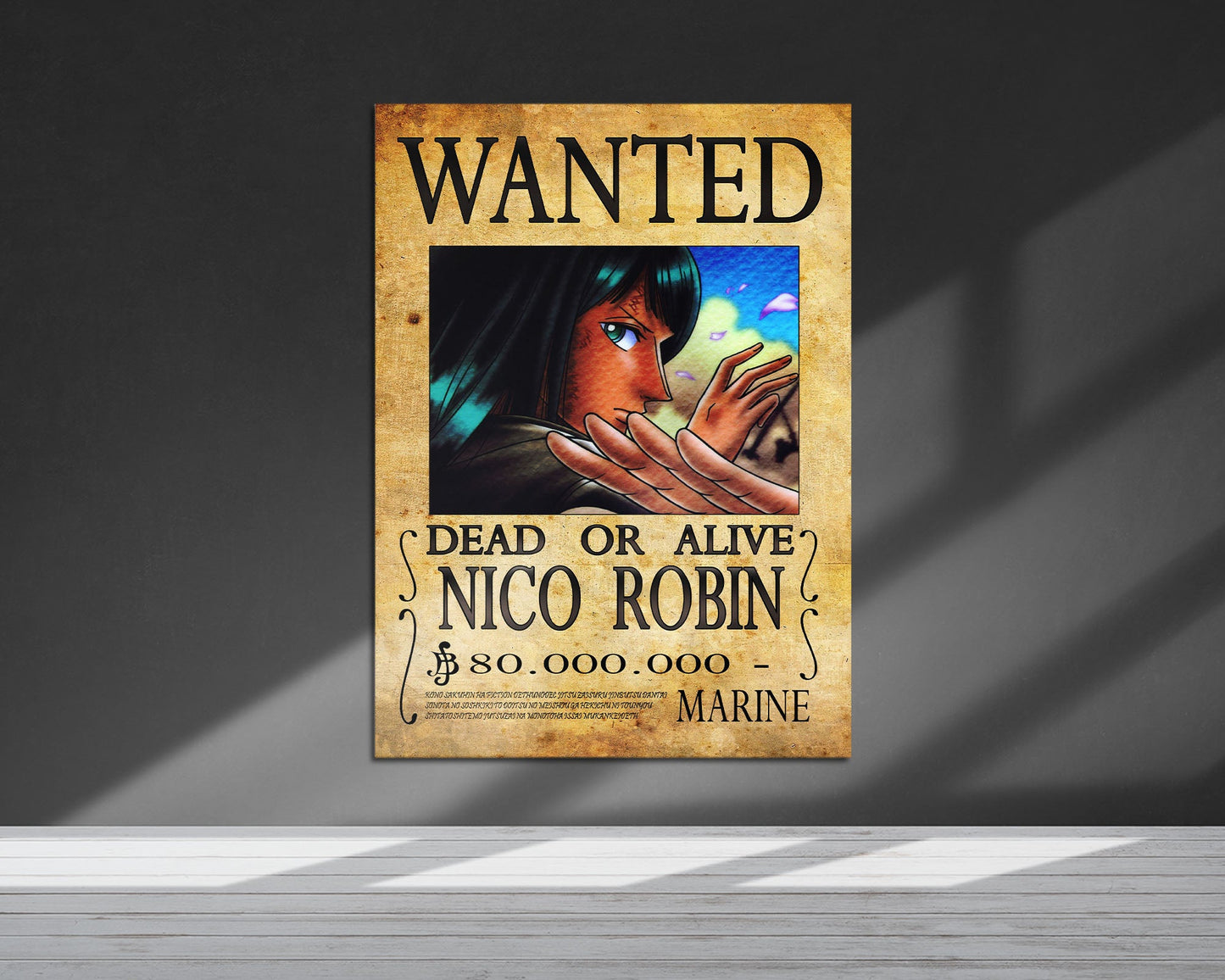 Anime Town Creations Metal Poster One Piece Nico Wanted Poster 5" x 7" Home Goods - Anime One Piece Metal Poster