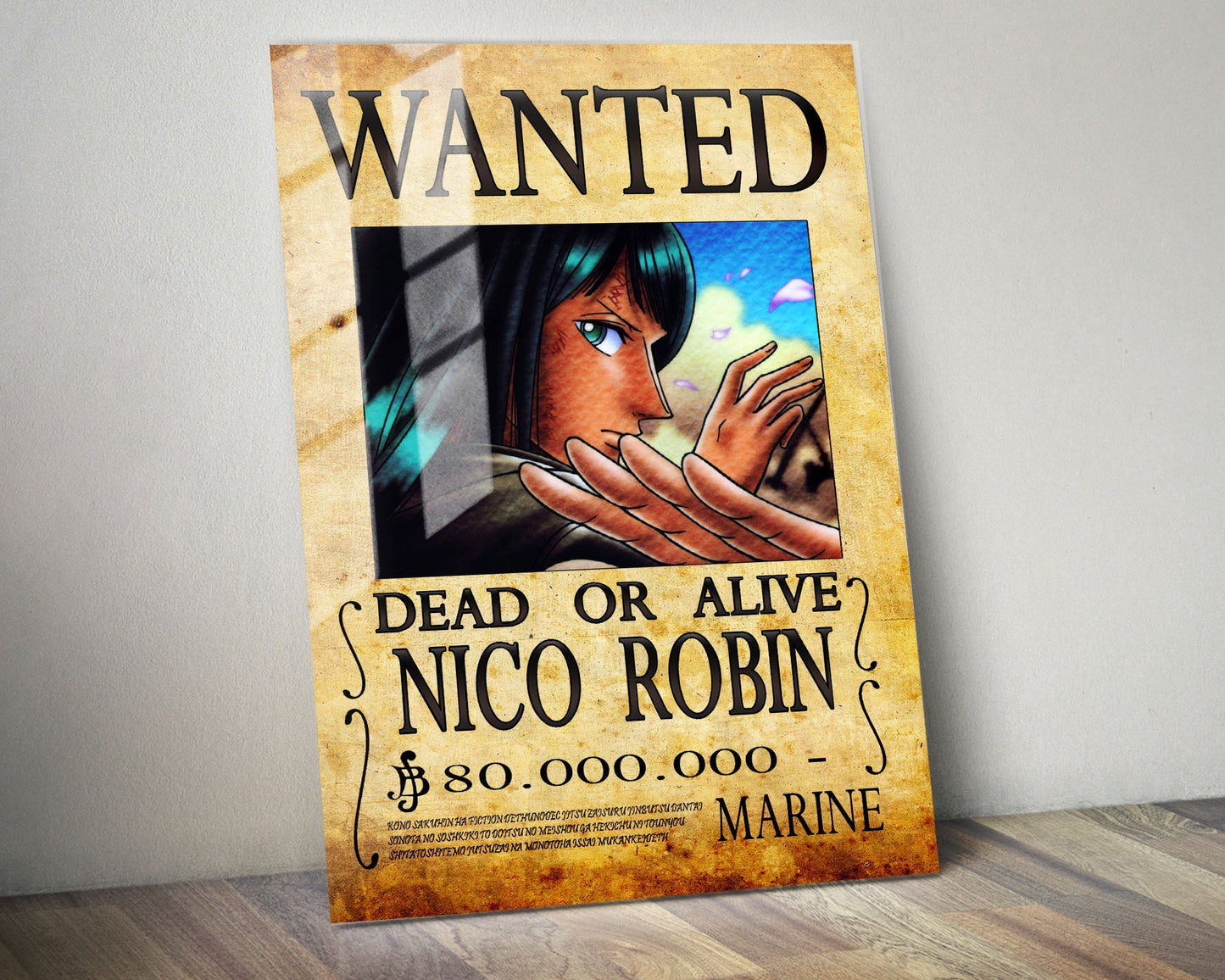 Anime Town Creations Metal Poster One Piece Nico Wanted Poster 5" x 7" Home Goods - Anime One Piece Metal Poster