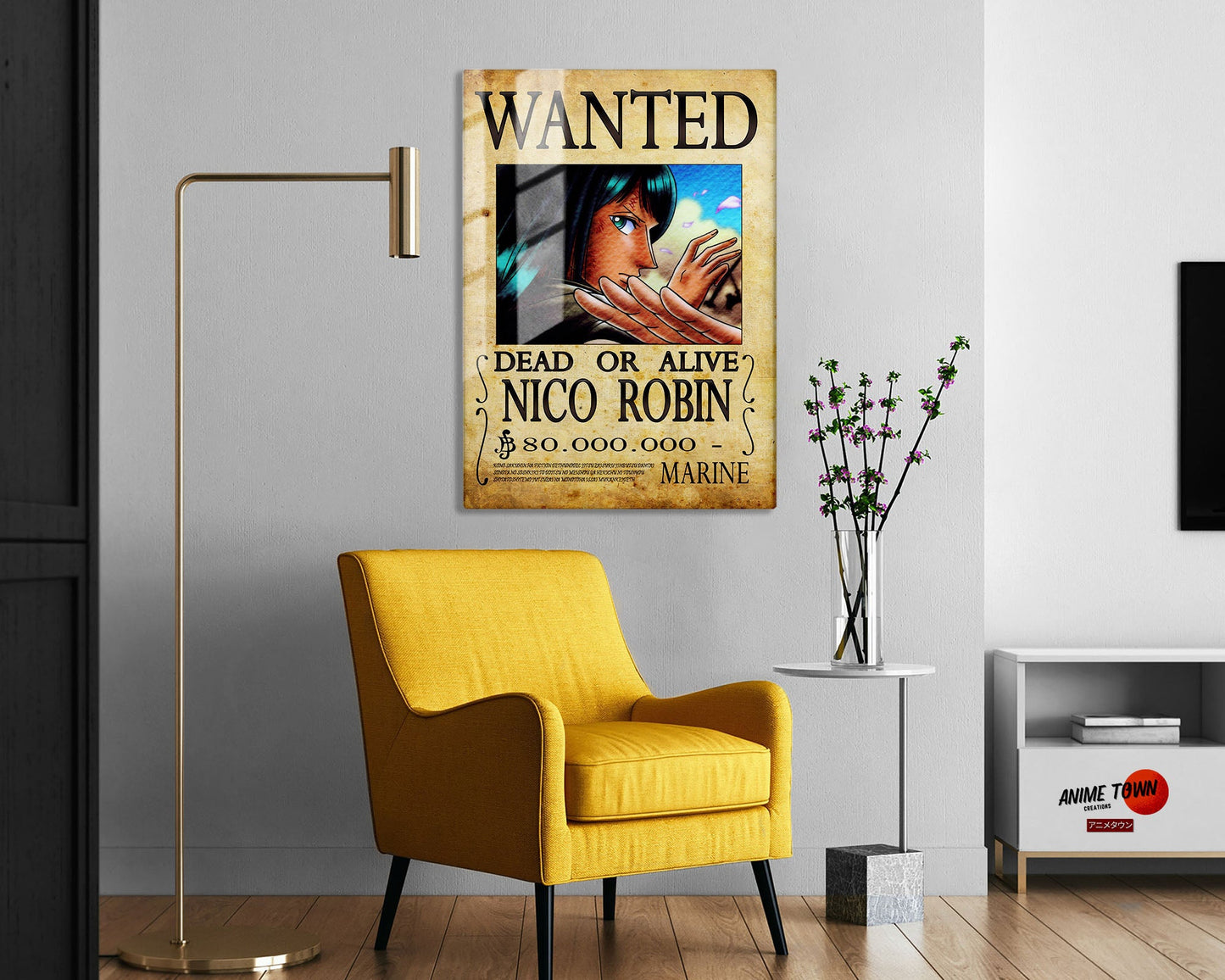 Anime Town Creations Metal Poster One Piece Nico Wanted Poster 5" x 7" Home Goods - Anime One Piece Metal Poster