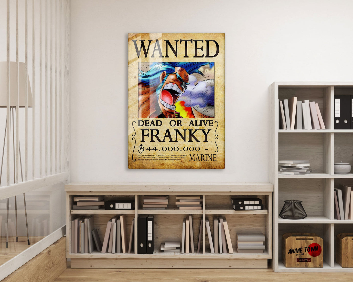 Anime Town Creations Metal Poster One Piece Franky Wanted Poster 16" x 24" Home Goods - Anime One Piece Metal Poster