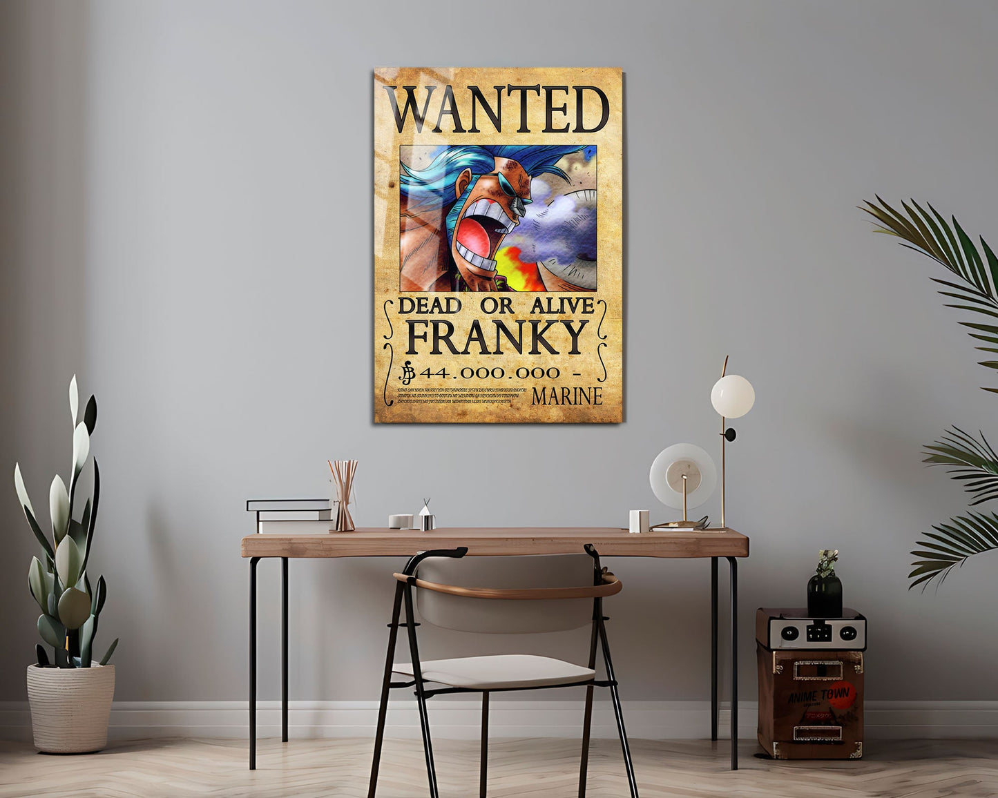 Anime Town Creations Metal Poster One Piece Franky Wanted Poster 24" x 36" Home Goods - Anime One Piece Metal Poster