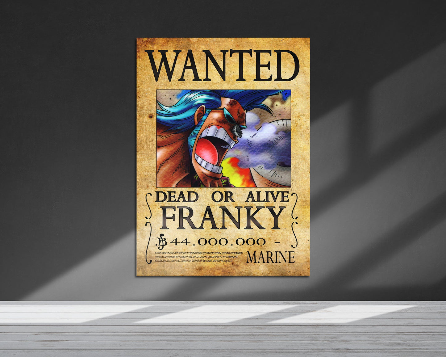 Anime Town Creations Metal Poster One Piece Franky Wanted Poster 5" x 7" Home Goods - Anime One Piece Metal Poster