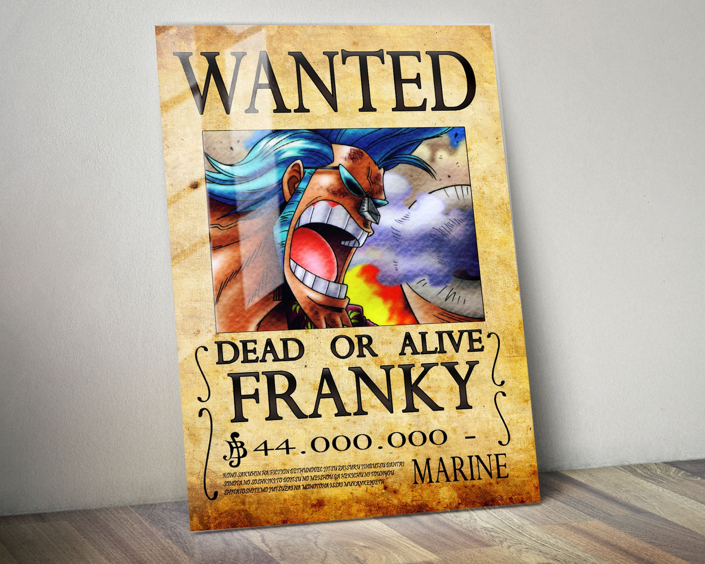 Anime Town Creations Metal Poster One Piece Franky Wanted Poster 5" x 7" Home Goods - Anime One Piece Metal Poster