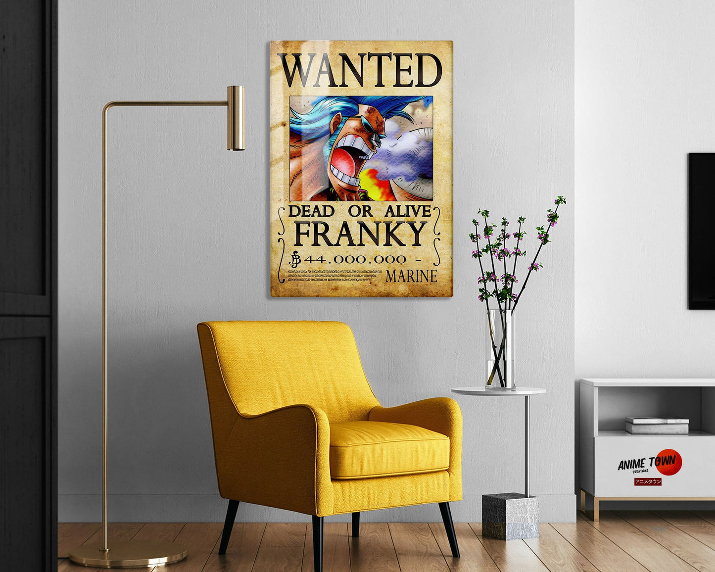 Anime Town Creations Metal Poster One Piece Franky Wanted Poster 5" x 7" Home Goods - Anime One Piece Metal Poster