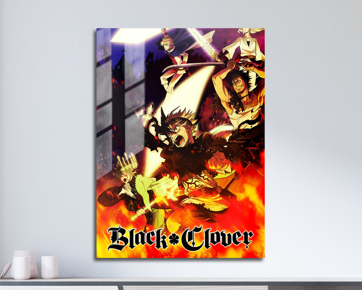 Anime Town Creations Metal Poster Black Clover Flames 5" x 7" Home Goods - Anime Black Clover Metal Poster