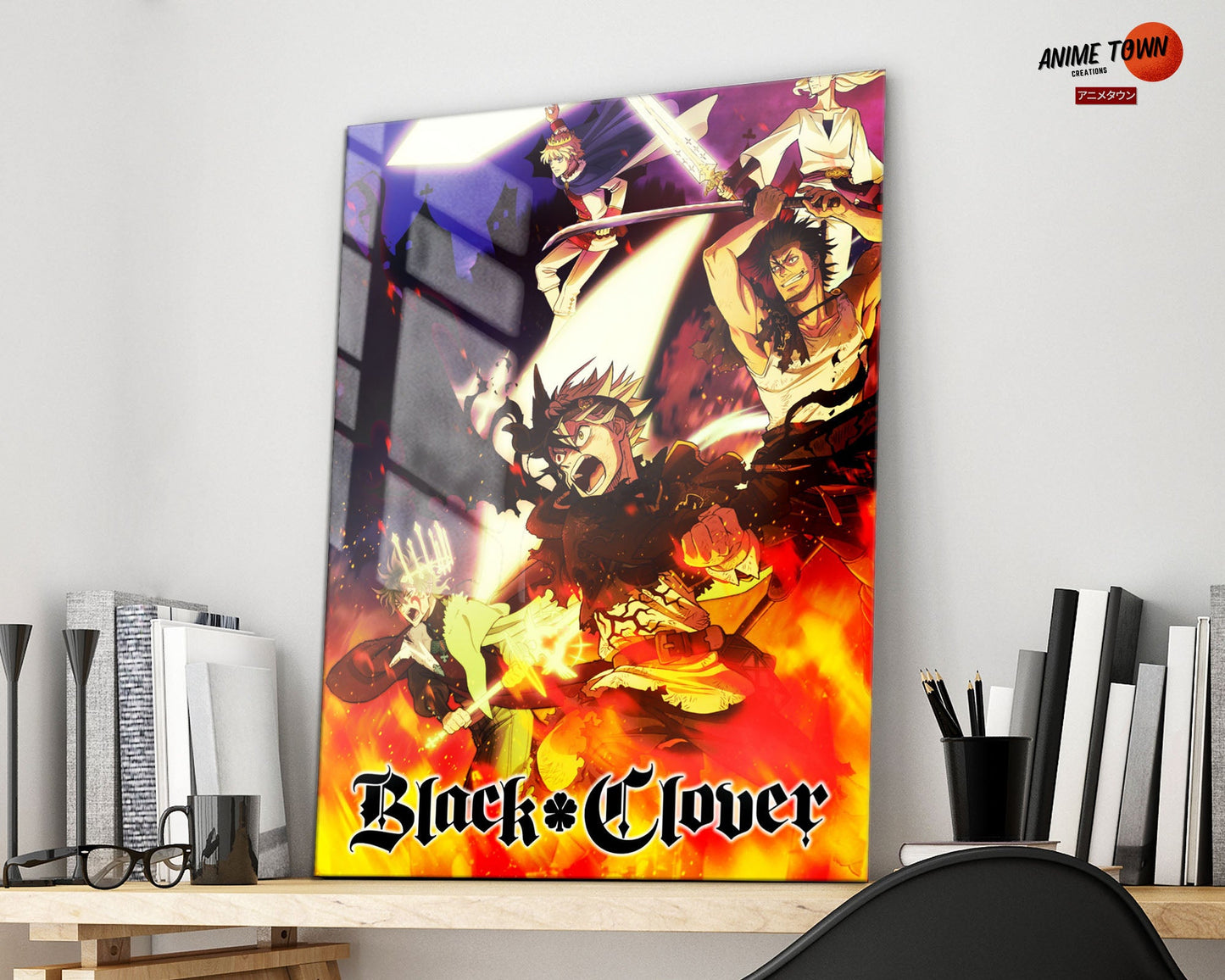 Anime Town Creations Metal Poster Black Clover Flames 11" x 17" Home Goods - Anime Black Clover Metal Poster