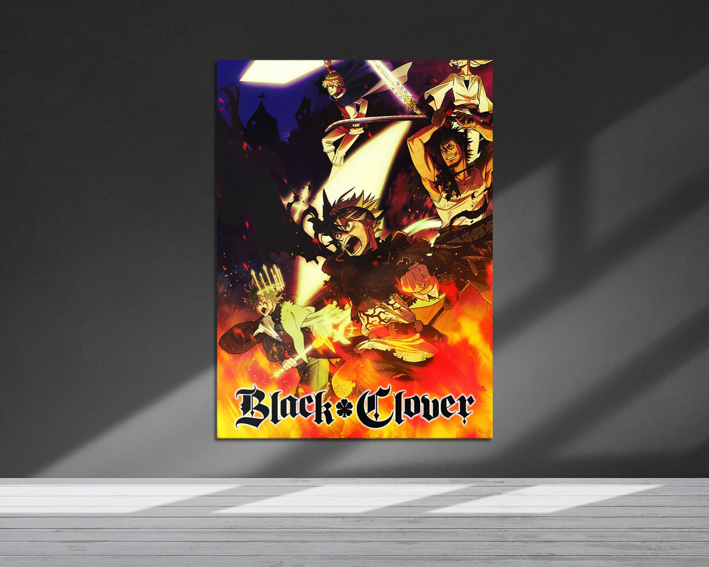 Anime Town Creations Metal Poster Black Clover Flames 24" x 36" Home Goods - Anime Black Clover Metal Poster