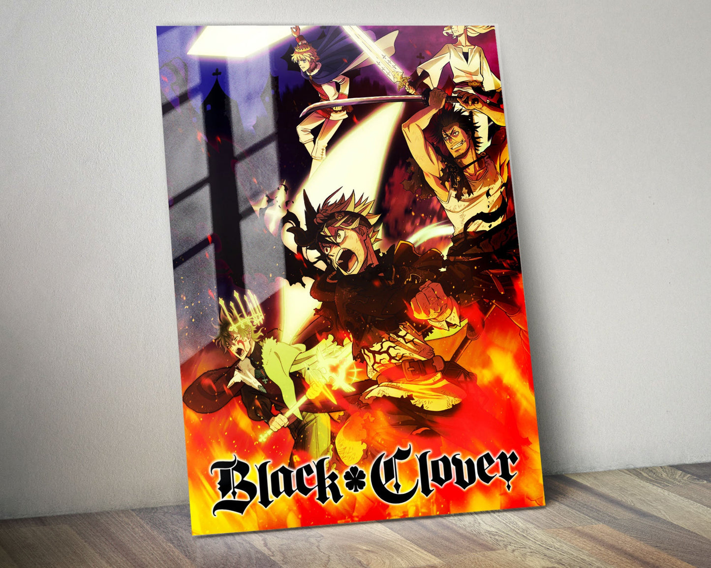 Anime Town Creations Metal Poster Black Clover Flames 24" x 36" Home Goods - Anime Black Clover Metal Poster