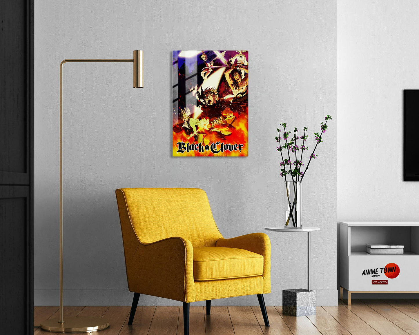 Anime Town Creations Metal Poster Black Clover Flames 24" x 36" Home Goods - Anime Black Clover Metal Poster