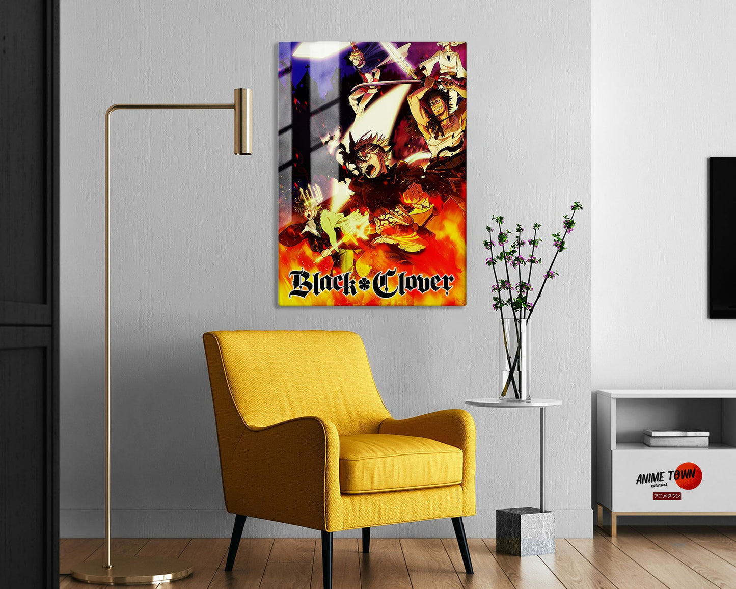 Anime Town Creations Metal Poster Black Clover Flames 24" x 36" Home Goods - Anime Black Clover Metal Poster