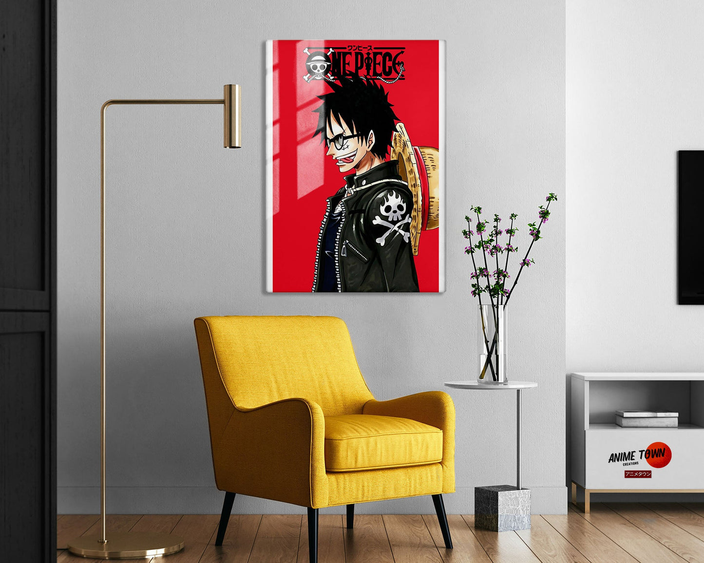 Anime Town Creations Metal Poster One Piece Minimalist Red 11" x 17" Home Goods - Anime One Piece Metal Poster